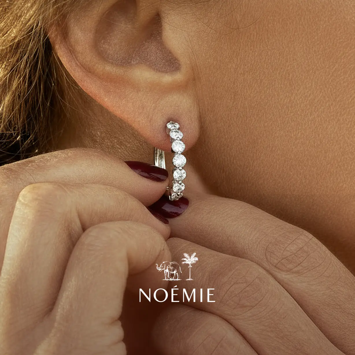 Noémie campaign still: custom craftsmanship shown close
